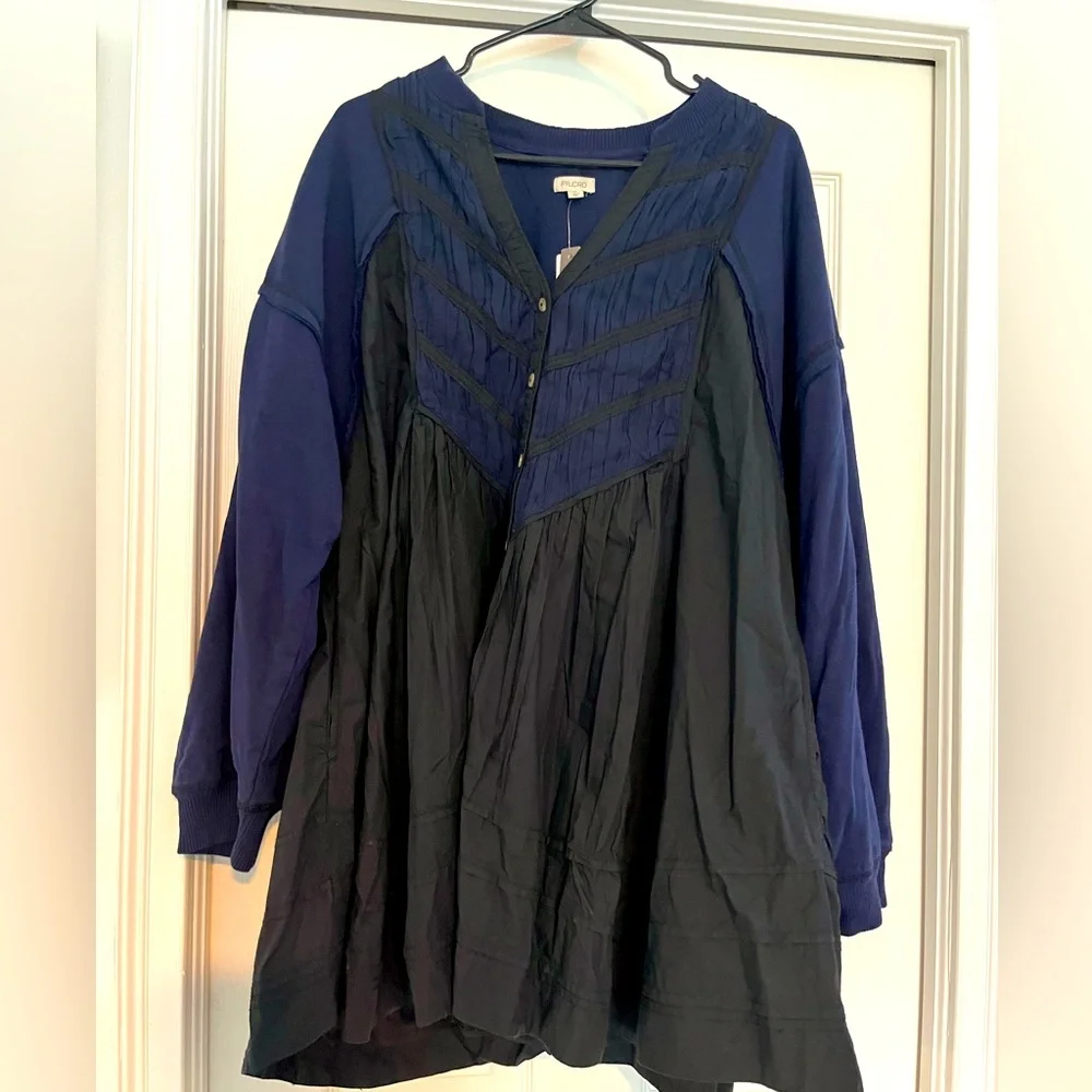 NWT Anthropologie Pilcro long-sleeve-button-front twofer mini-dress - Picture 1 of 5